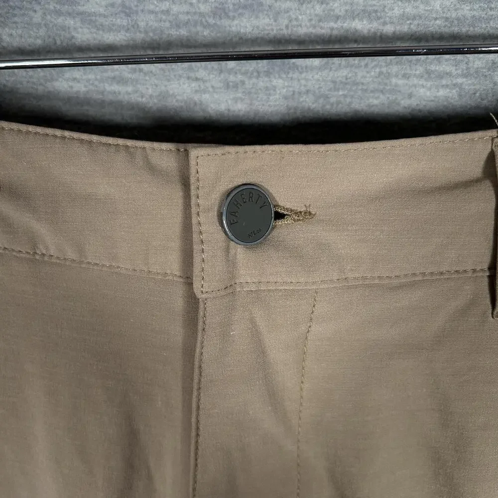 Faherty All Day Shorts Men 28 Beige Chino 9”Stretch Drawstring Zip Pocket Casual